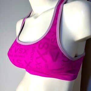 VSX Sexy Sport‎ Victoria’s Secret Pink | Lavender Trim Logo Racerback Cutout Bra